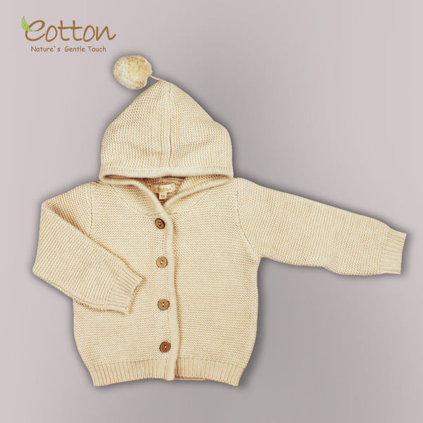 Eotton Organic Baby Toddler Cable Knit Hoodie Sweater
