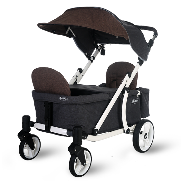 Pronto One Strollerwagon - Brown with white frame - Starter package