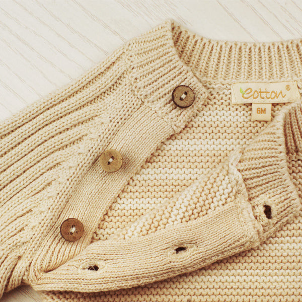 Eotton Organic Baby Toddler Cable Knit Long Sleeve Sweater Top - striped