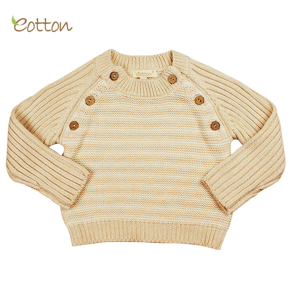 Eotton Organic Baby Toddler Cable Knit Long Sleeve Sweater Top - striped