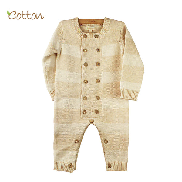 Eotton Certified Organic Baby Toddler Cable Knit Long Sleeve Sweater Romper