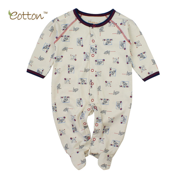 Eotton Organic Baby Romper - long sleeve -footed romper - 8 different prints
