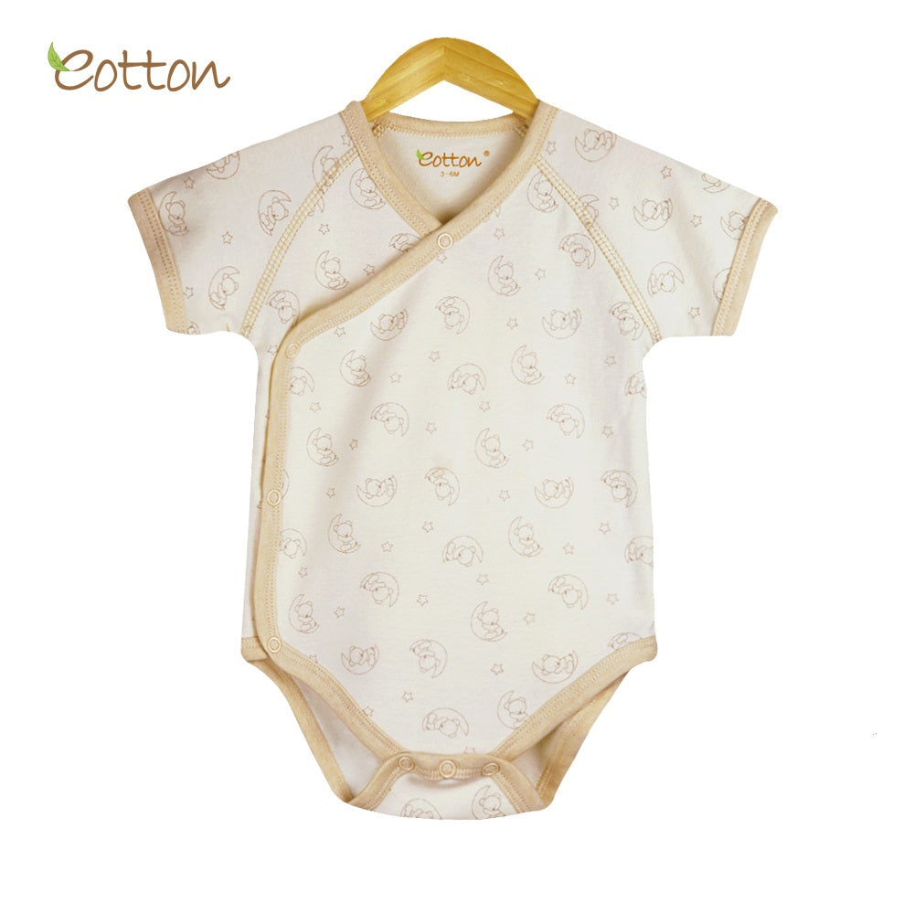 Eotton Organic Baby Onesies - lullaby print - side button - short or long sleeve