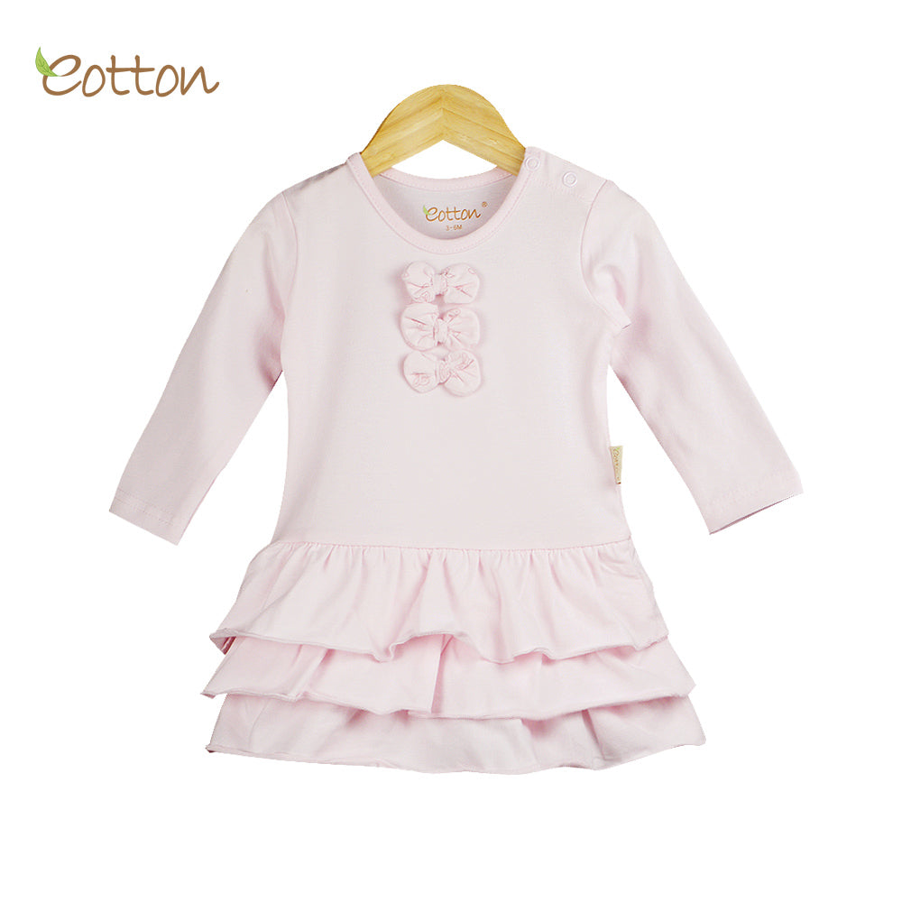 Eotton Organic Baby Girl Pink Ruffled Dress