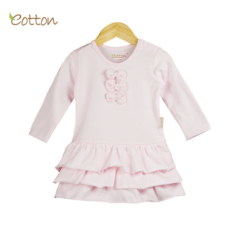 Eotton Organic Baby Girl Pink Ruffled Dress