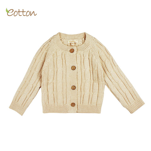 Eotton Organic Baby Toddler Cable Knit Long Sleeve Cardigan